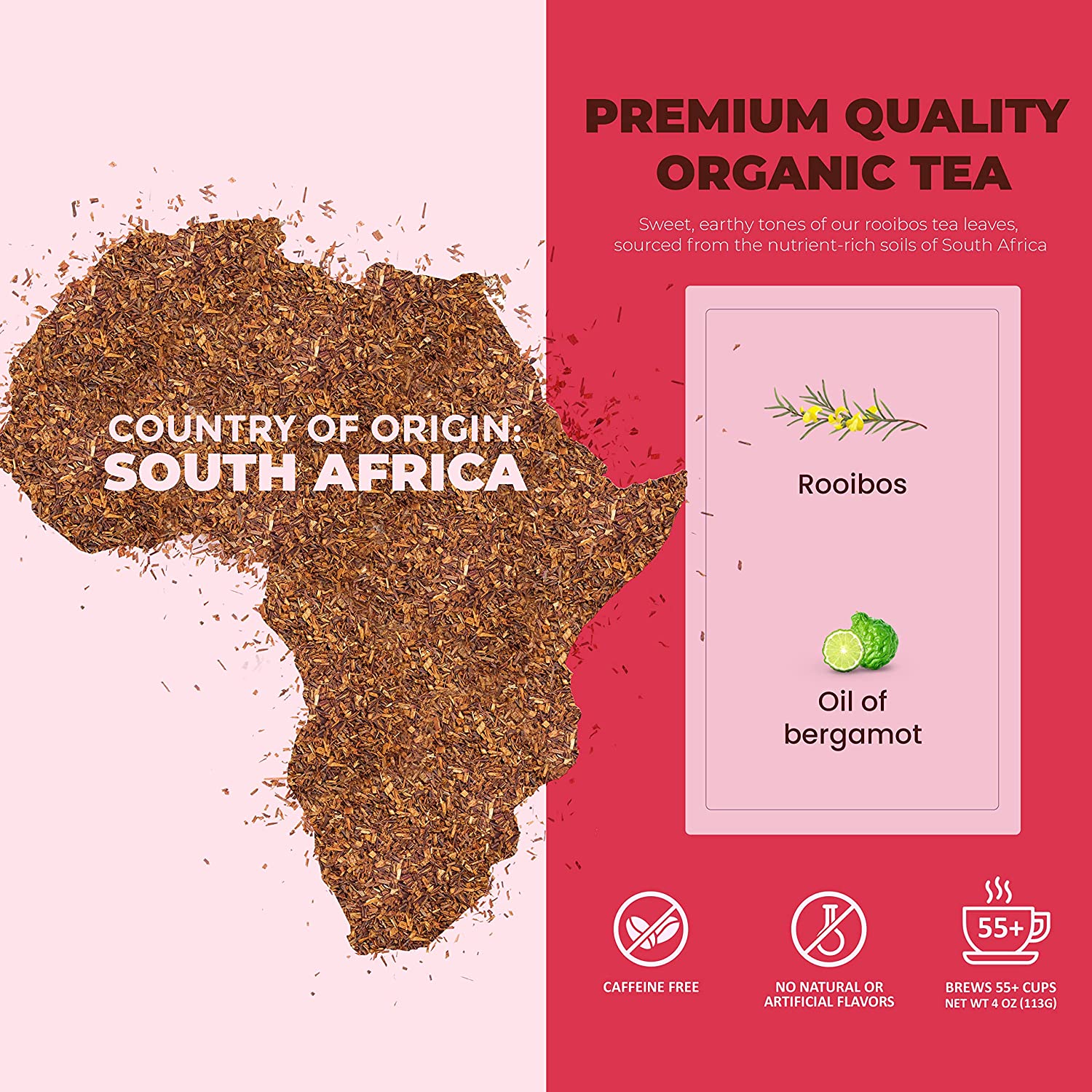 Bergamot Rooibos Tea, Herbal & Caffeine-Free - Organic & Kosher